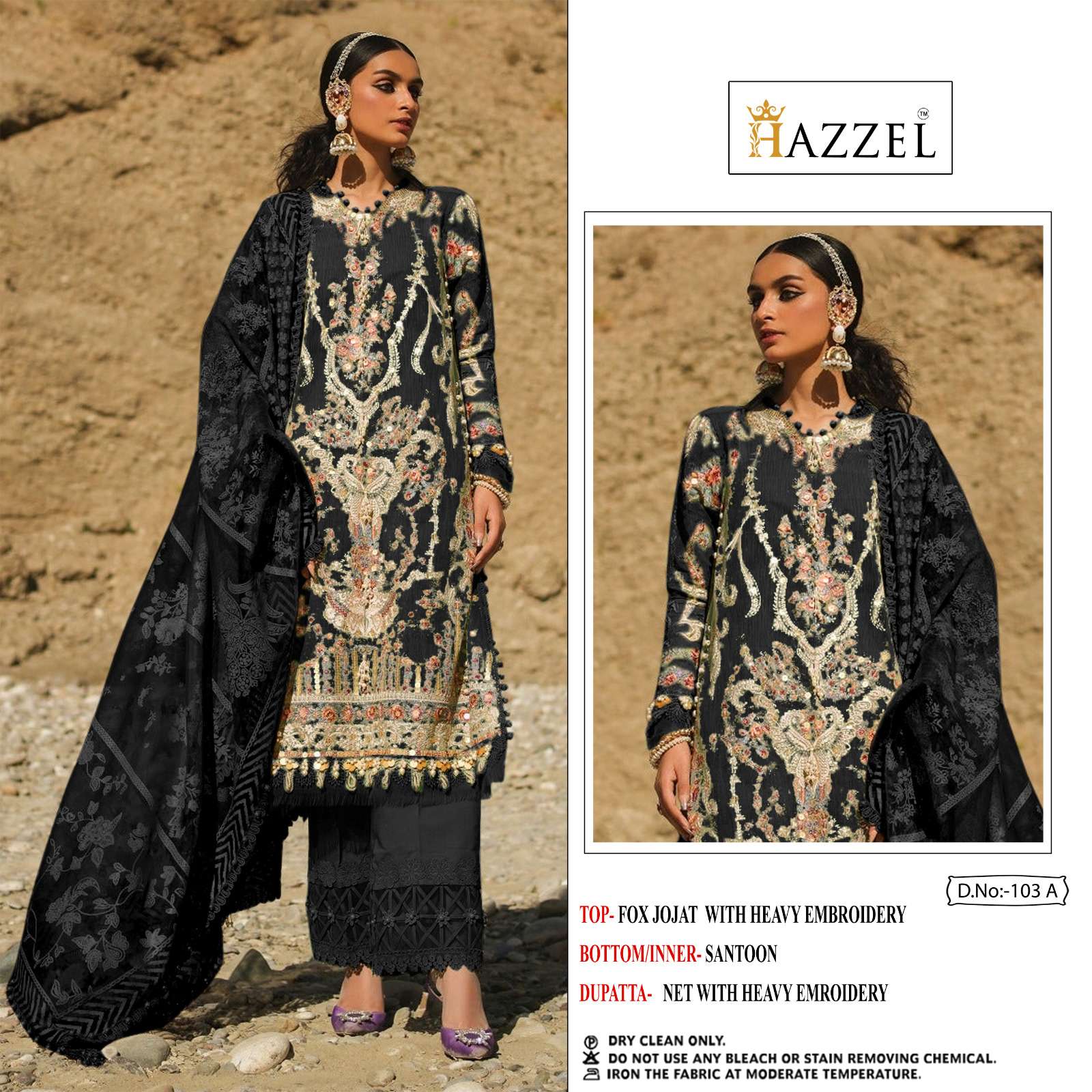 M-103 NX BY HAZZEL 103-A TO 103-B SERIES FAUX GEORGETTE EMBROIDERY PAKISTANI DRESSES