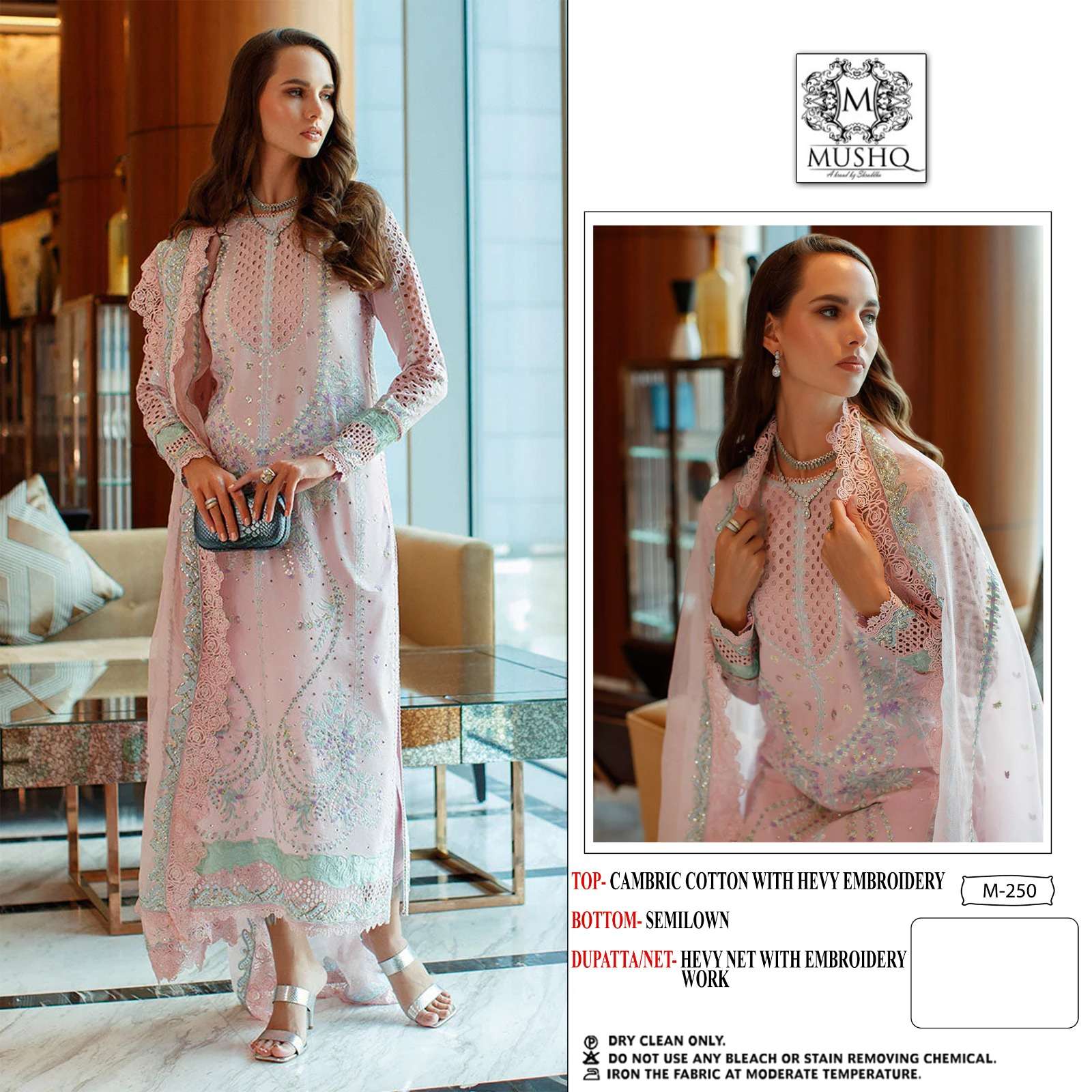 M-250 HIT DESIGN BY MUSHQ PURE COTTON EMBROIDERY PAKISTANI DRESS