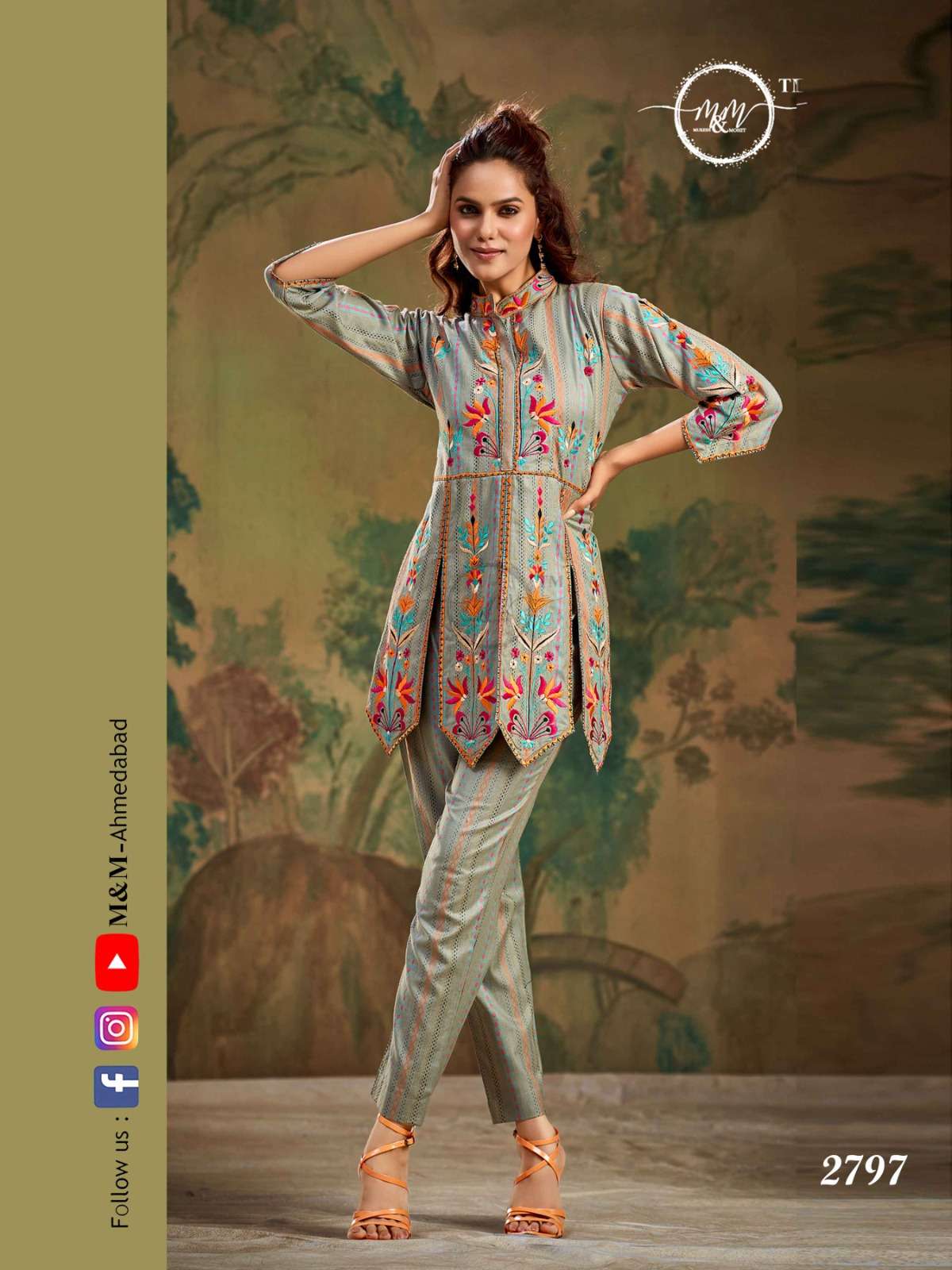 M&M 2797 HIT DESIGN BY M AND M PURE COTTON EMBRODIERY WORK TUNIC