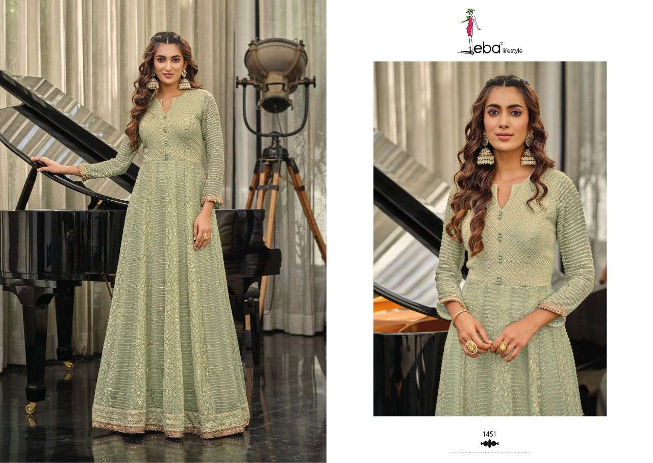 MAHIRA 1451 HIT DESIGN BY EBA LIFESTLYE GEORGETTE EMBROIDERY STITCHED GOWN