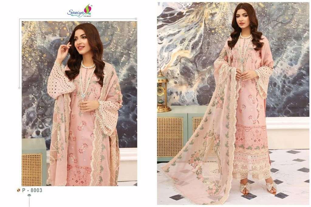 MARIA B 8003 HIT DESIGN BY SANIYA TRENDZ COTTON CHIKANKARI WORK PAKISTANI DRESS