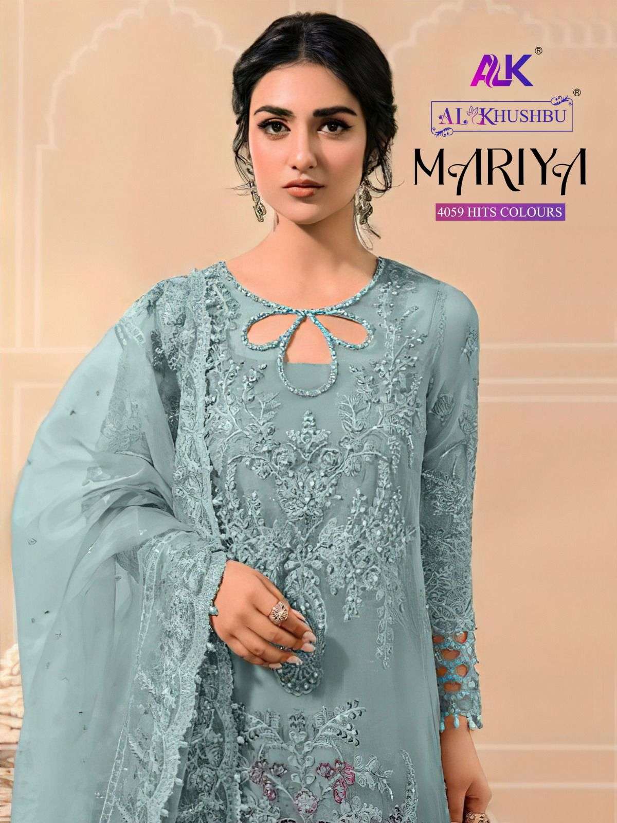 MARIYA BY AL KHUSHBU 4059-A TO 4059-D SERIES ORGANZA EMBROIDERY PAKISTANI DRESSES