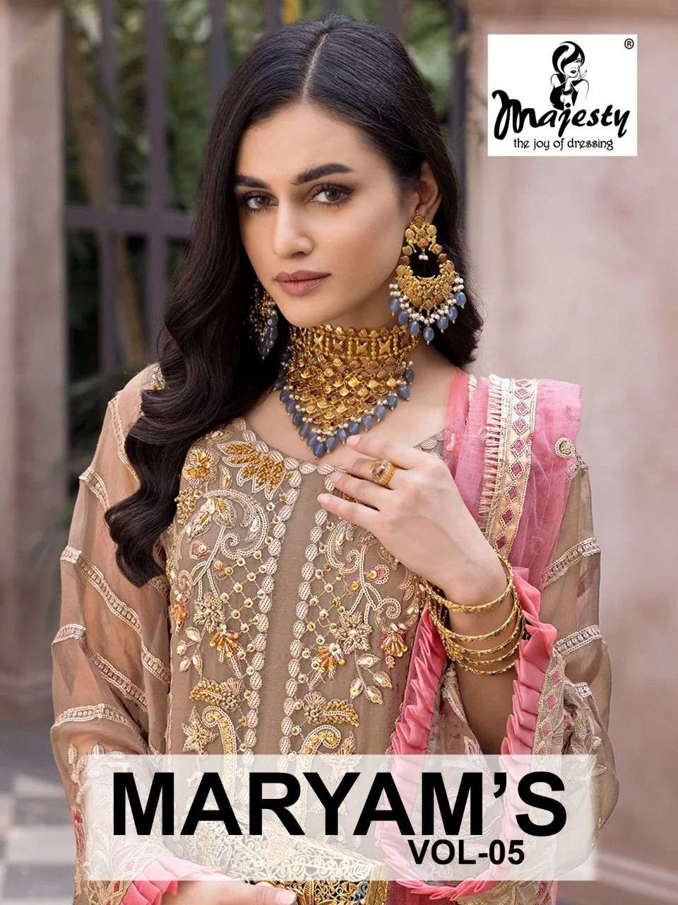 MARYAMS VOL-5 BY MAJESTY 1001 TO 1004 SERIES FAUX GEORGETTE EMBROIDERY PAKISTANI DRESSES