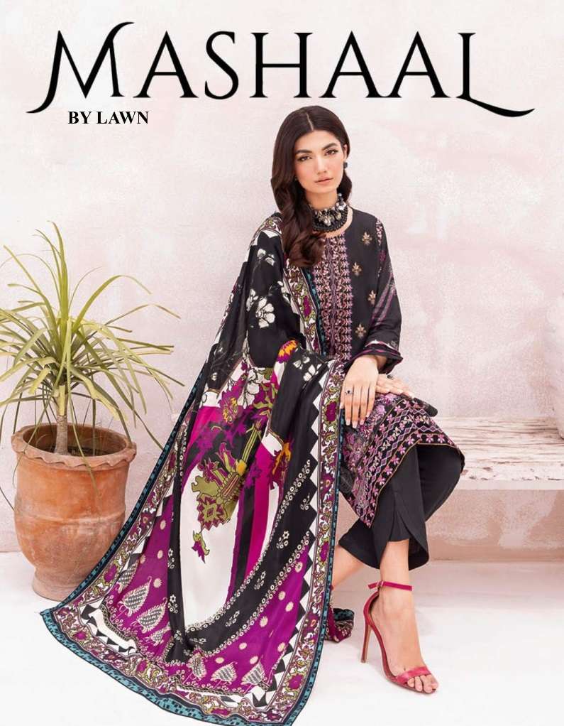 MASHAAL LAWN BY AQSAWHOLESALE COTTON PATCH EMBROIDERY PAKISTANI DRESSES