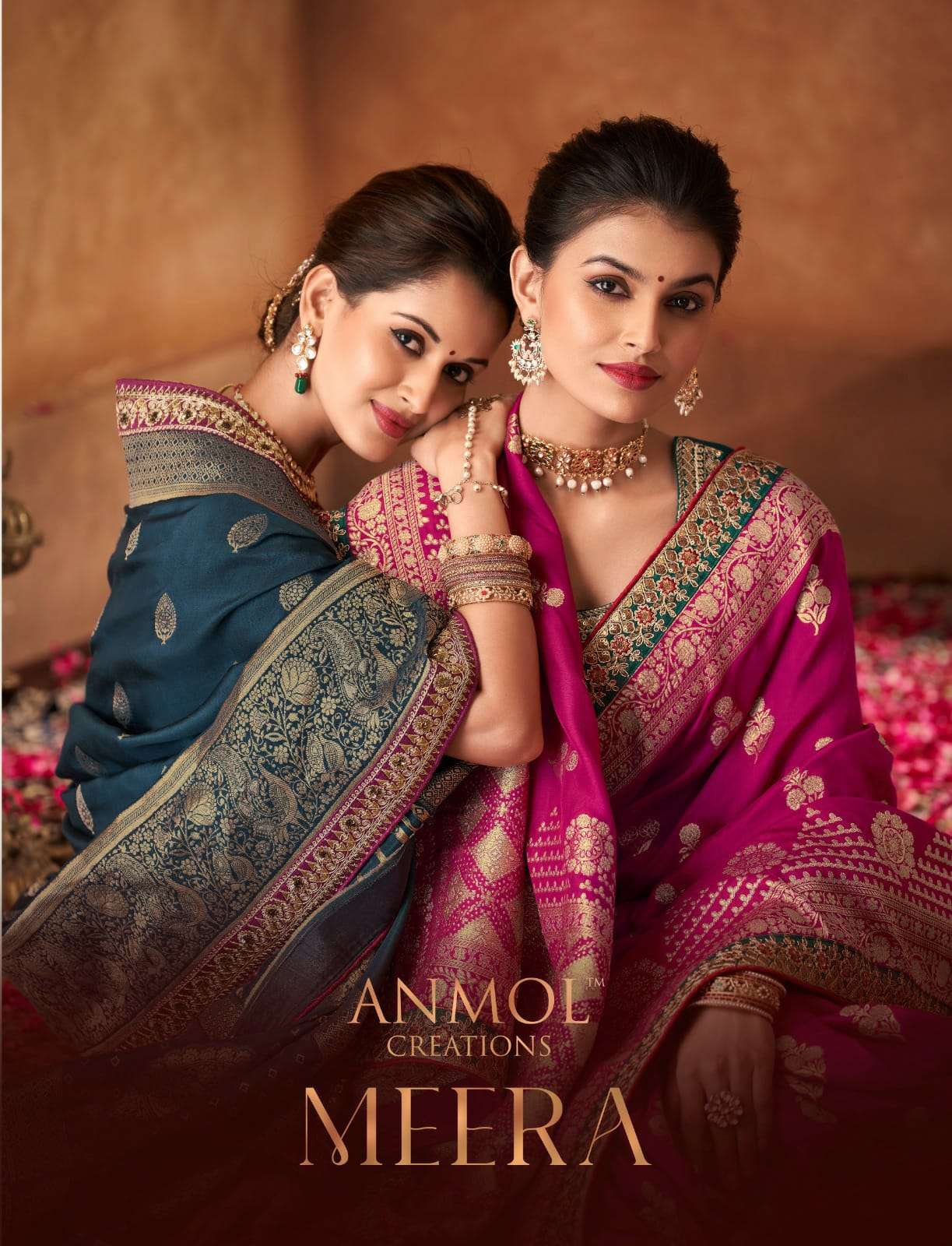 MEERA BY ANMOL CREATION 7001 TO 7009 SERIES RICH DOLA WORK DESIGNER SAREES