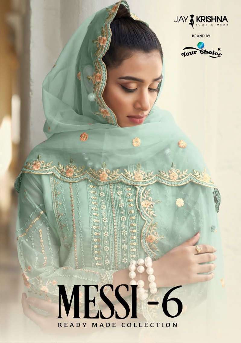 MESSI VOL-6 BY YOUR CHOICE 60001 TO 60003 SERIES ORGANZA STITCHED PAKISTANI DRESSES