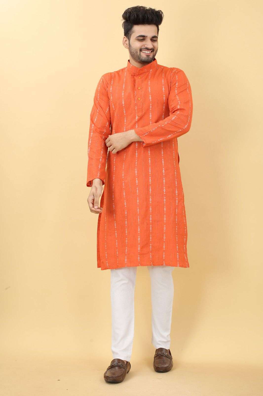 METRO VOL-1 BY AQSAWHOLESALE COTON BLEND LINEN WORK MENS KURTA PAJAMAS