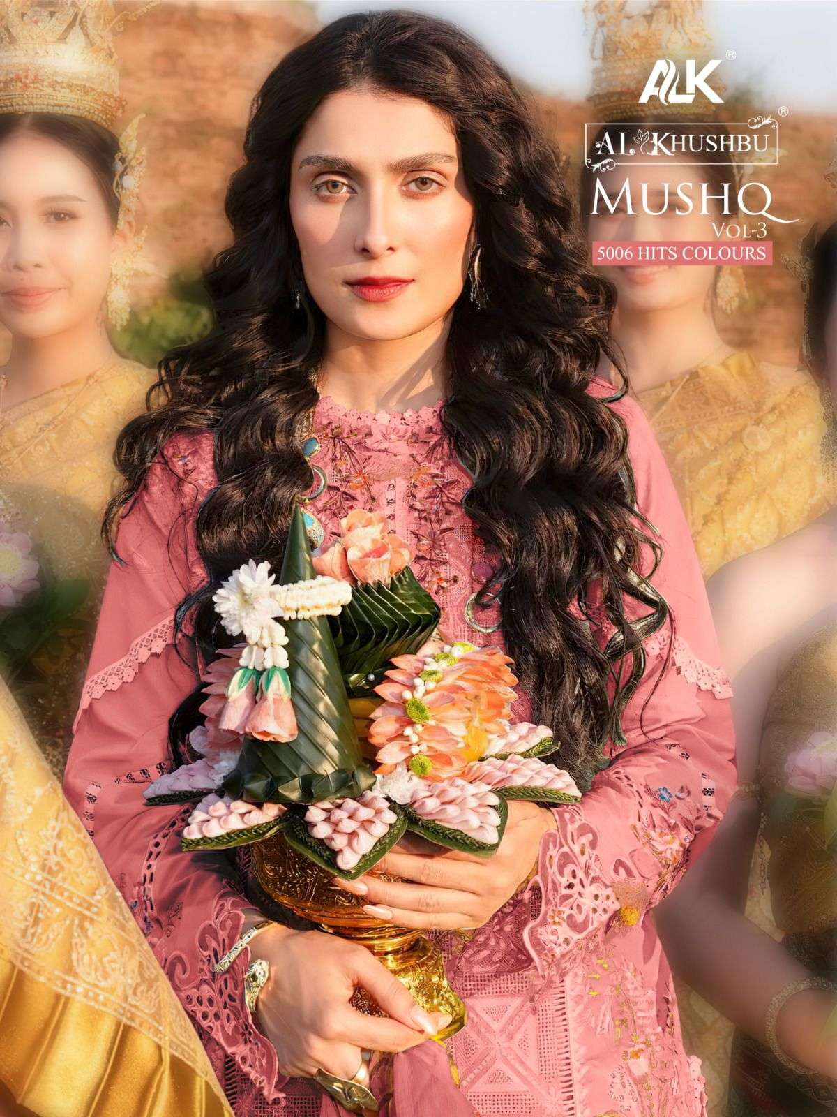 MUSHQ 5006 COLOURS BY AL KHUSHBU 5006-A TO 5006-D SERIES CAMBRIC COTTON PAKISTAI DRESSES