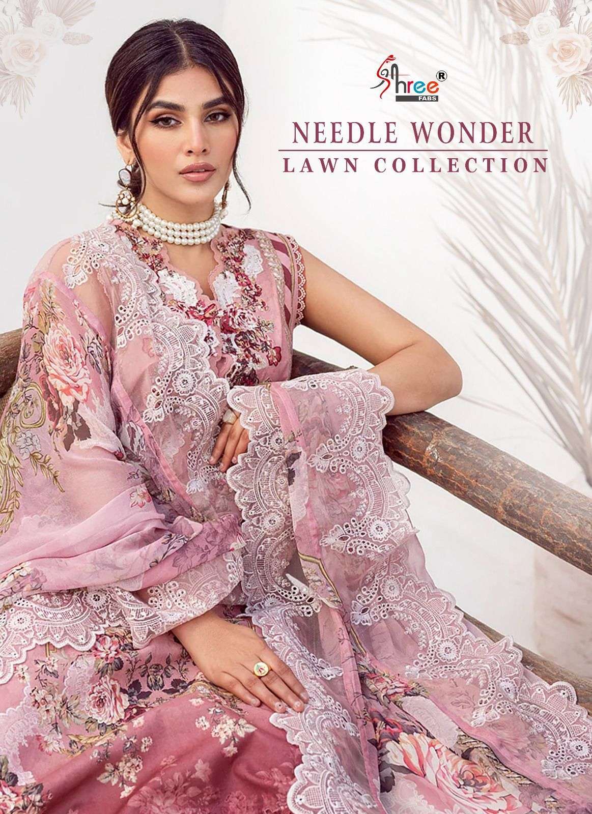 NEEDLE WONDER LAWN COLLECTION BY SHREE FABS 3096 TO 3103 SERIES COTTON WORK PAKISTANI DRESSES