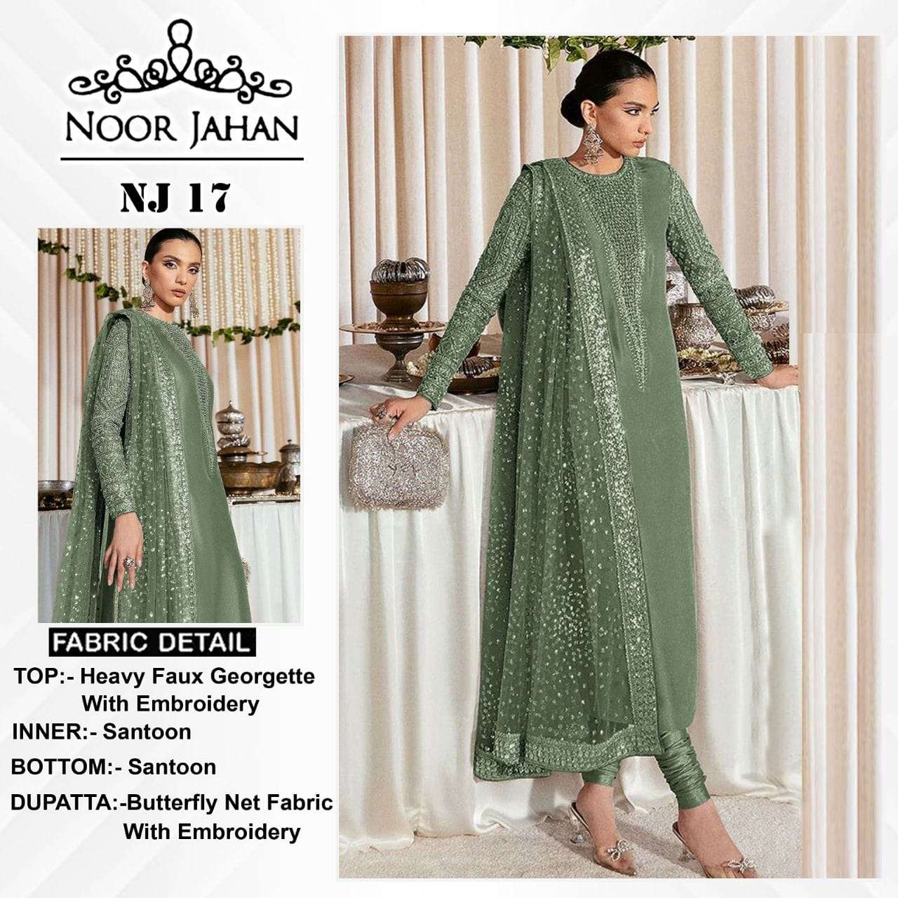 NJ-17 HIT DESIGN BY AQSAWHOLESALE FAUX GEORGETTE EMBROIDERY PAKISTANI DRESS