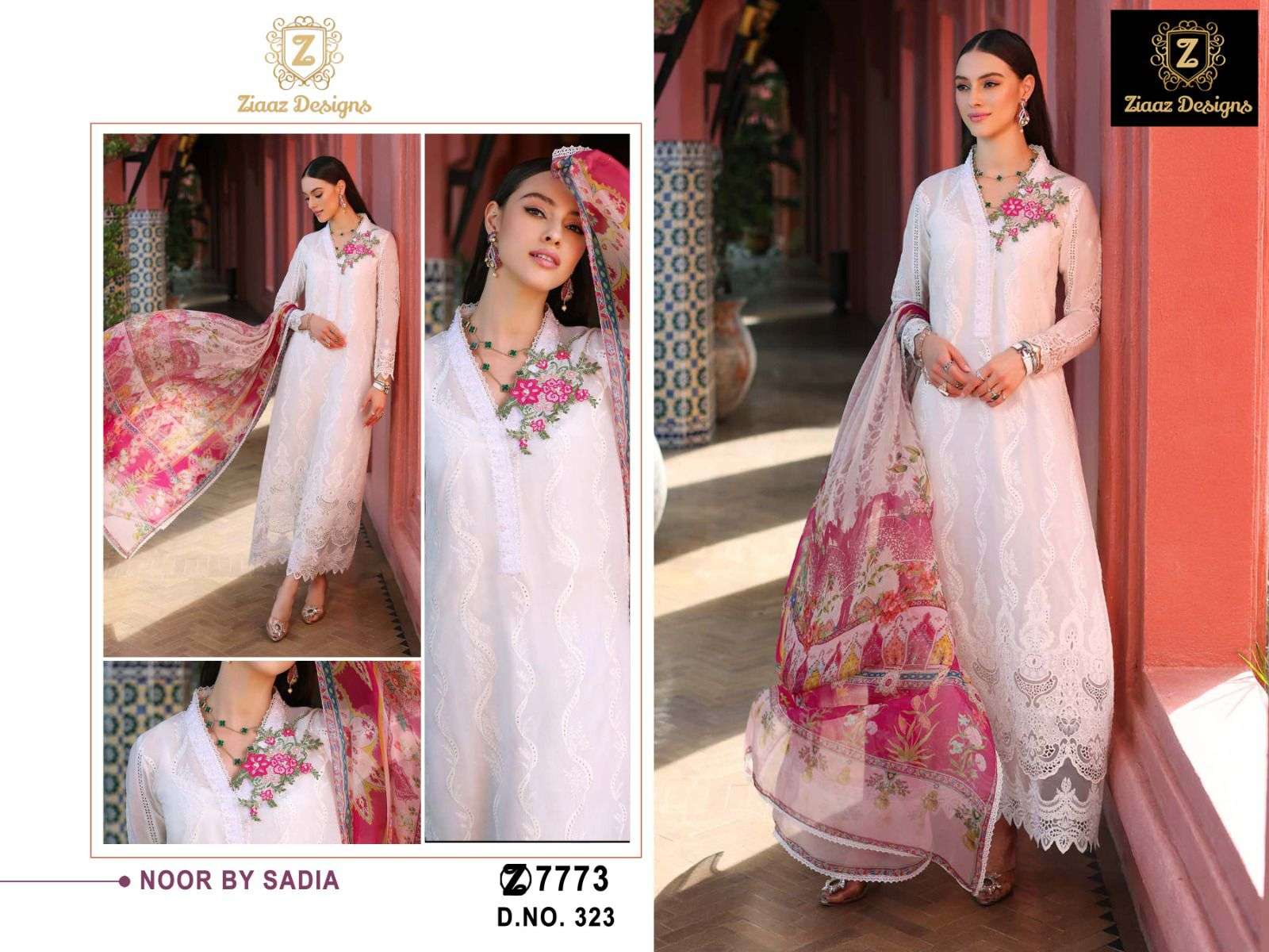 NOOR 323 HIT DESIGN BY ZIAAZ DESIGNS RAYON EMBROIDERY PAKISTANI DRESS