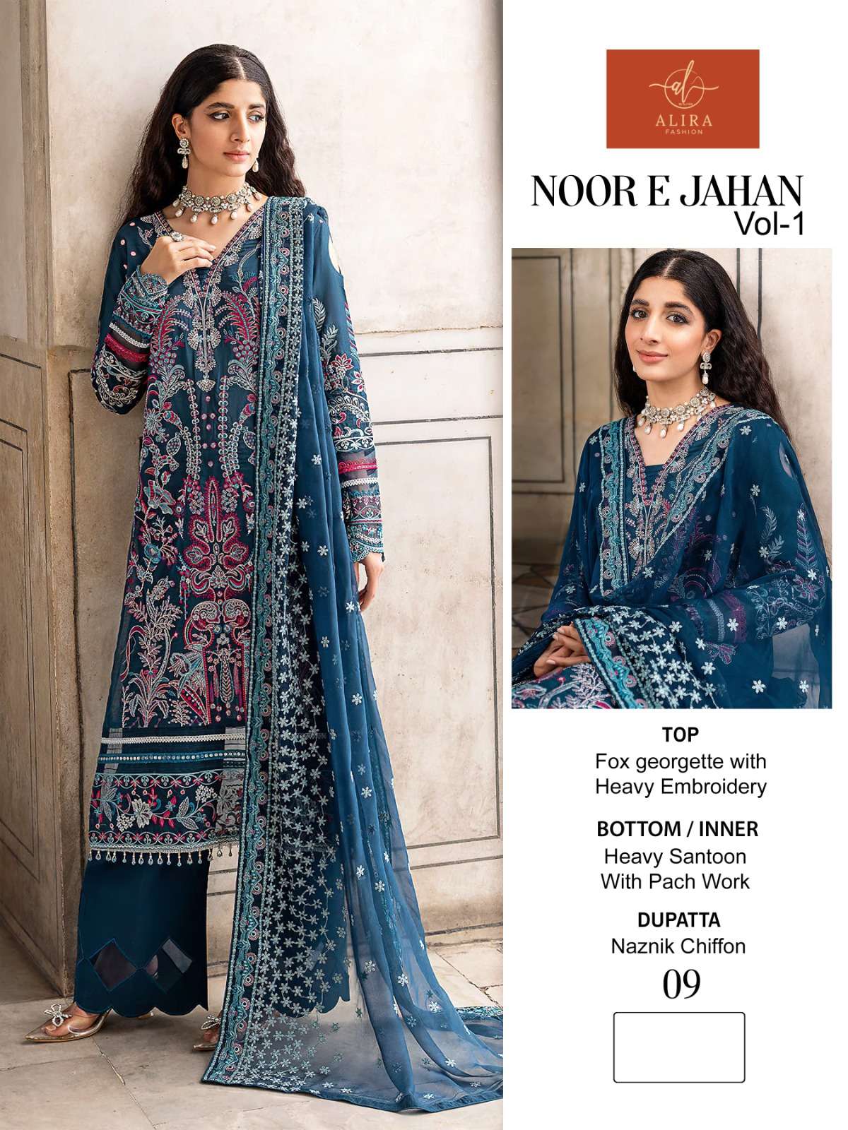 NOOR E JAHAN VOL-1 BY ALIRA FASHION FAUX GEORGETTE EMBROIDERY PAKISTANI DRESSES