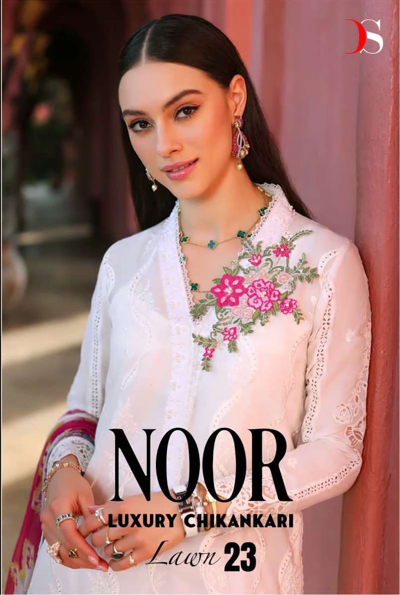 NOOR LUXURY CHIKANKARI LAWN 23 BY DEEPSY SUITS 3191 TO 3196 SERIES COTTON PAKISTANI DRESSES