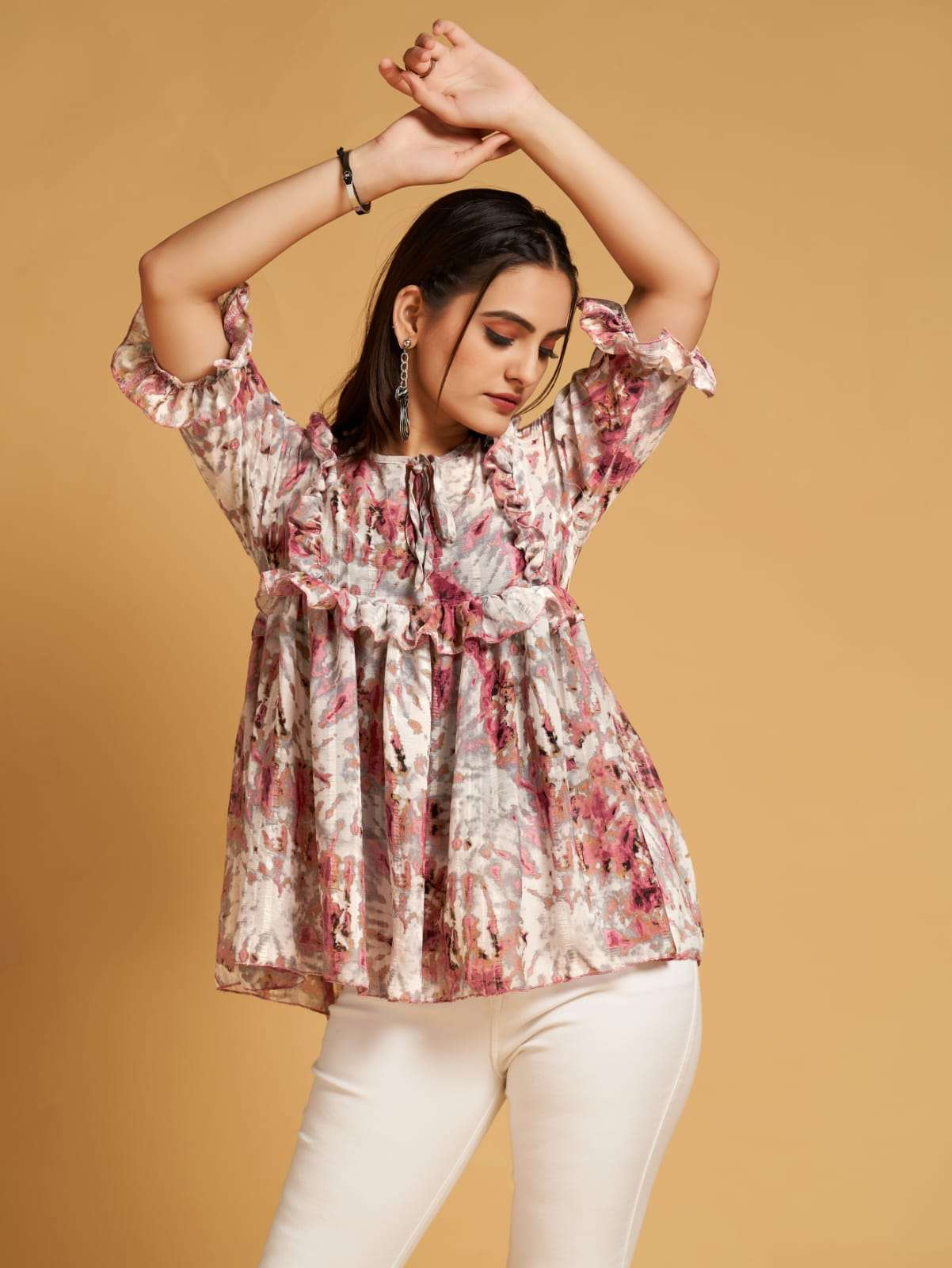 OLIVE VOL-4 BY AQSAWHOLESALE FANCY IMPORTED PRINT WORK TOPS