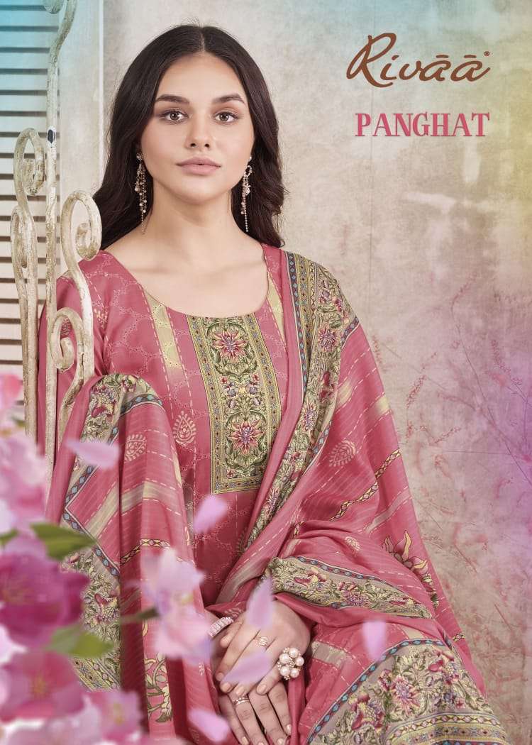 PANGHAT BY RIVAA 4058 TO 4064 SERIES COTTON PRINT EMBROIDERY WORK DRESSES