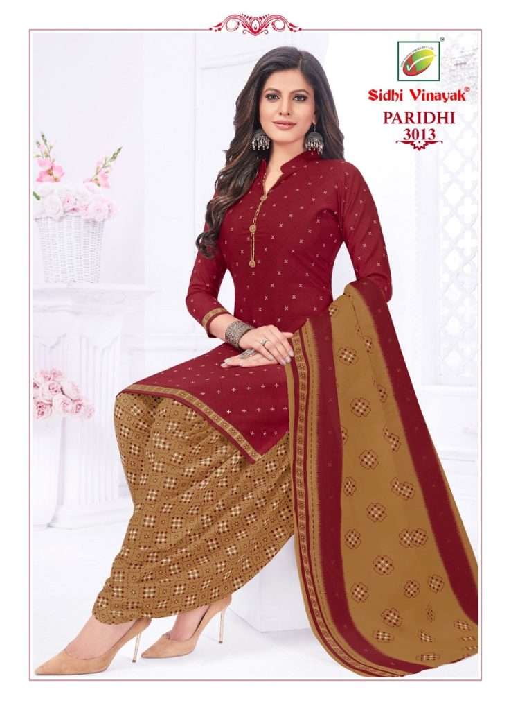 PARIDHI VOL-3 BY SIDHI VINAYAK 3001 TO 3013 SERIES PURE COTTON PRINT STITCHED DRESSES