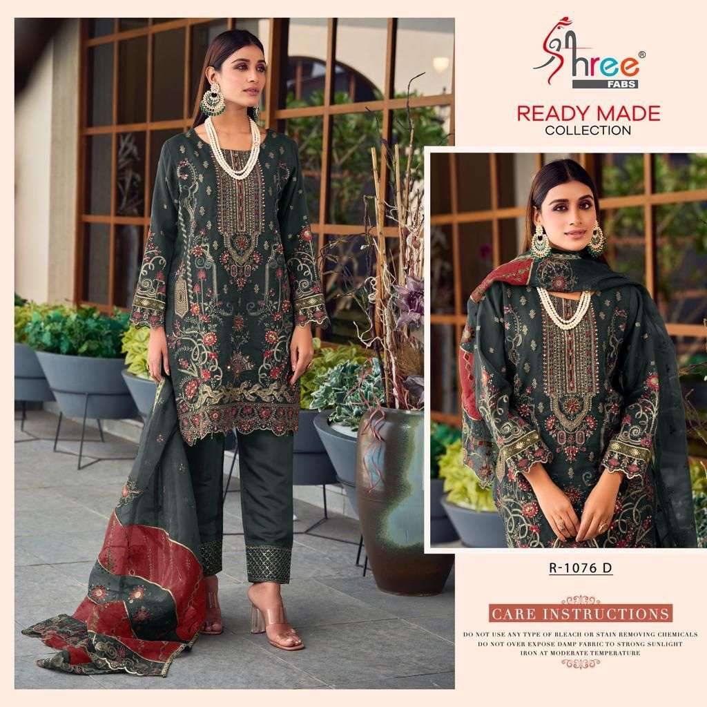 R-1076 COLOURS BY SHREE FABS ORGANZA EMBROIDERY PAKISTANI STITCHED DRESSES