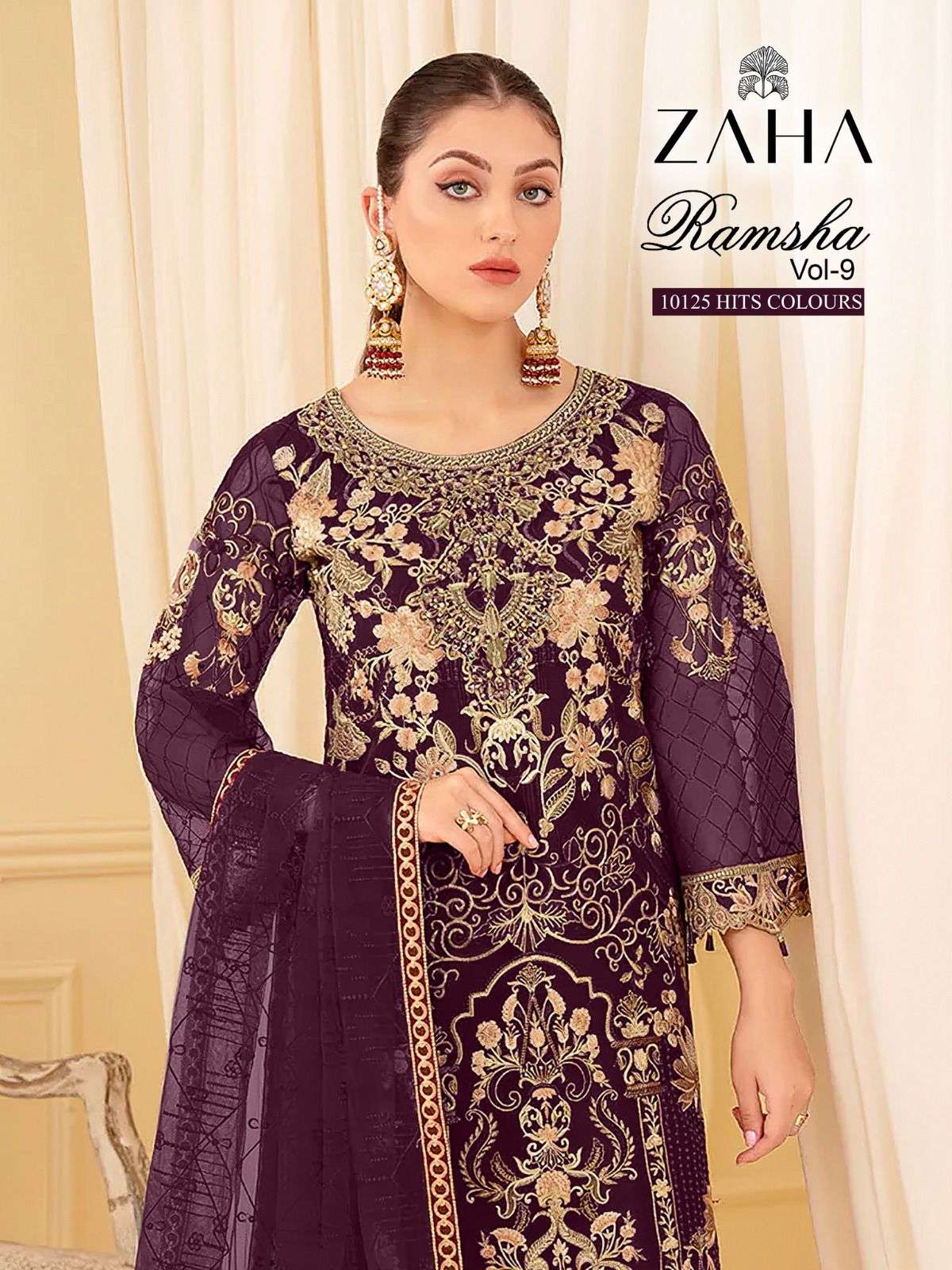 RAMSHA 10125 COLOURS BY ZAHA 10125-A TO 10125-C SERIES GEORGETTE WORK PAKISTANI DRESSES