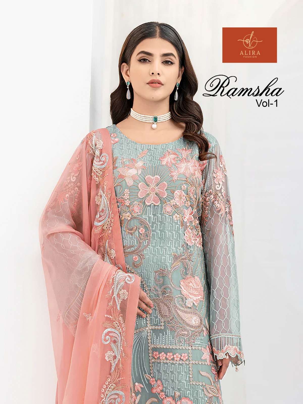 RAMSHA VOL-1 BY ALIRA FASHION 01 TO 03 SERIES FAUX GEORGETTE EMBROIDERY PAKISTANI DRESSES