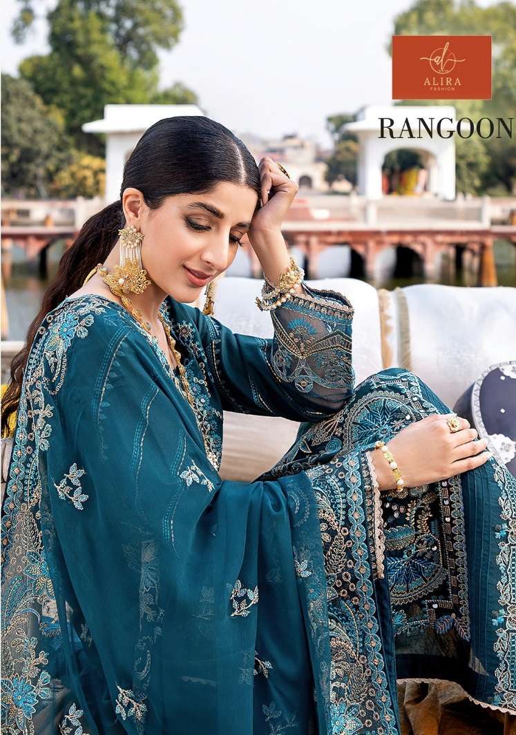 RANGOON VOL-1 BY ALIRA FASHION FAUX GEORGETTE EMBRODIERY PAKISTANI DRESSES