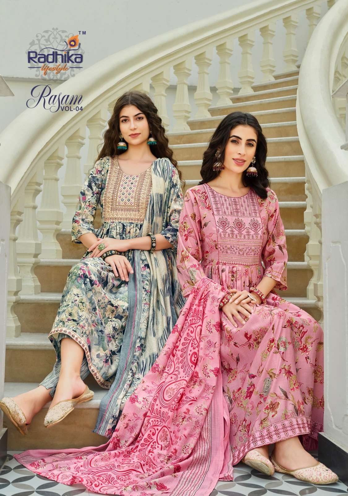 RASAM VOL-4 BY RADHIKA LIFESTYLE 4001 TO 4008 SERIES PURE MODAL WORK STTICHED DRESSES