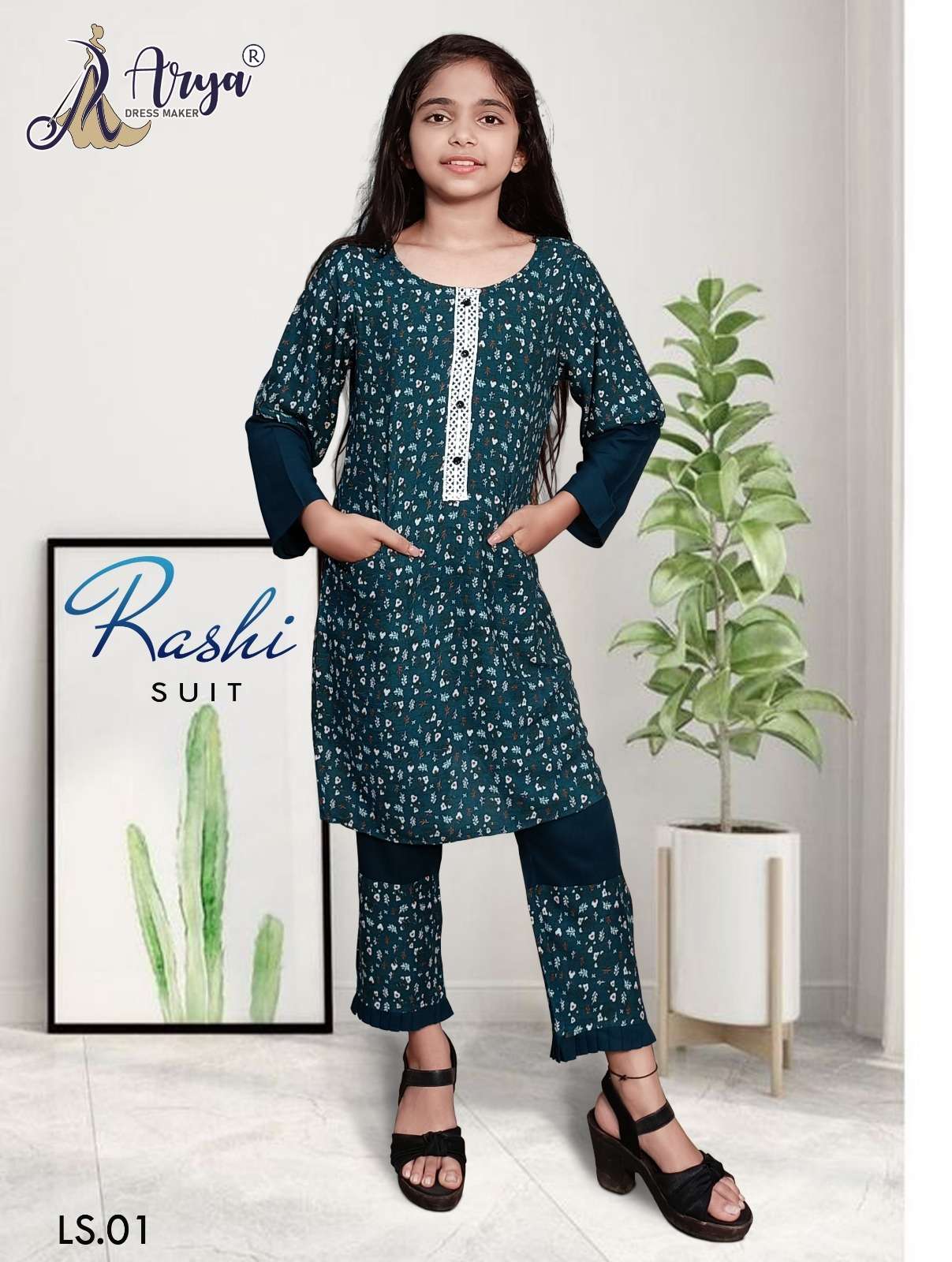 RASHI SUIT BY ARYA DRESS MAKER 01 TO 03 SERIES COTTON LINEN PRINT KIDS TUNICS