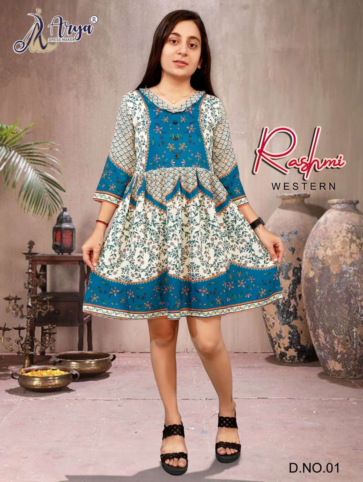 RASHMI WESTERN BY ARYA DRESS MAKER 01 TO 06 SERIES MUSLIN PRINT TUNICS