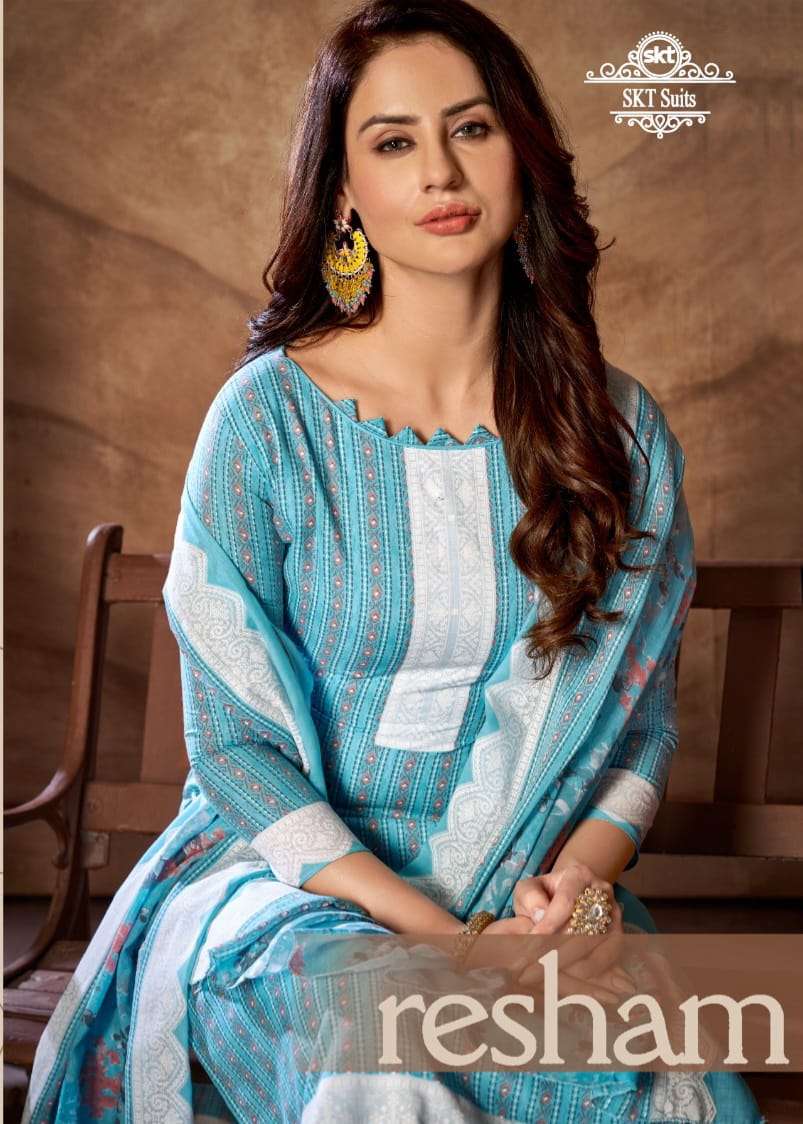 RESHAM BY SKT SUITS 1001 TO 1008 SERIES PURE COTTON KHATLI WORK DRESSES