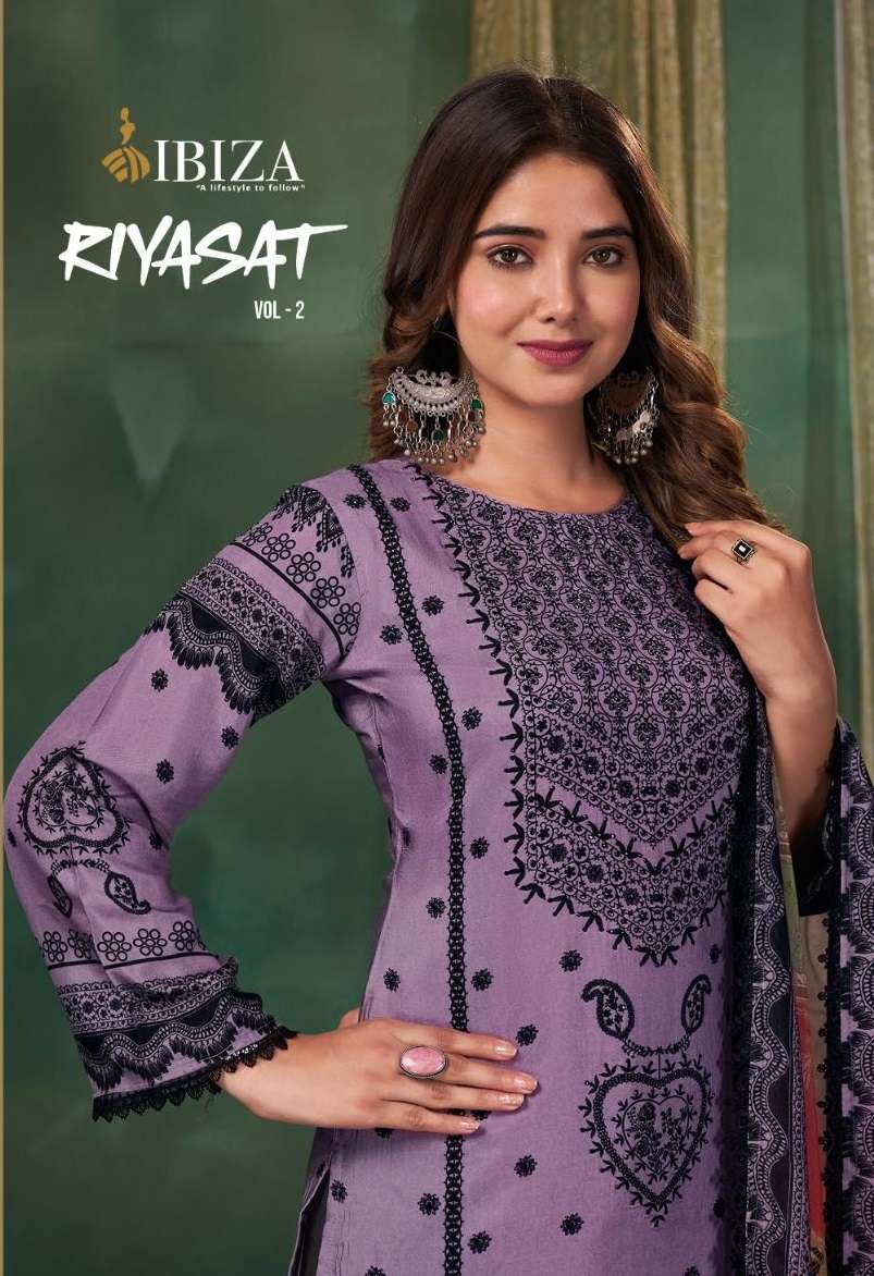 RIYASAT VOL-2 BY IBIZA LIFESTYLE 10399 TO 10402 SERIES MUSLIN HAND WORK DRESSES