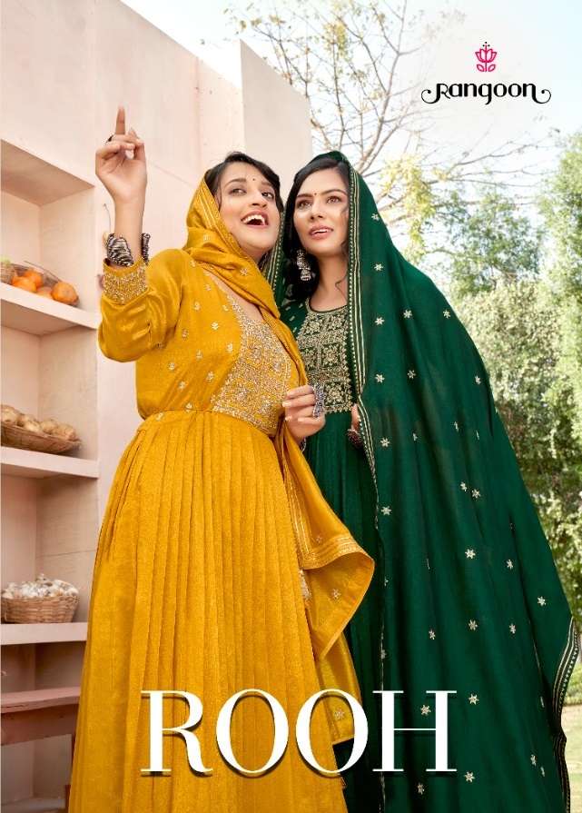 ROOH BY RANGON 4161 TO 4164 SERIES VICHITRA SILK EMBROIDERY STITCHED NAYRA SUITS