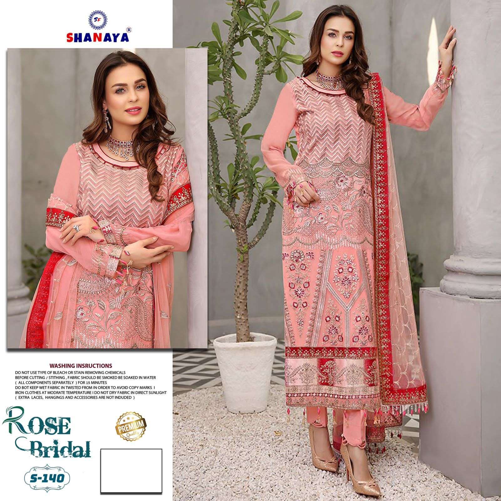 ROSE BRIDAL S-140 BY SHANAYA FASHION FAUX GEORGETTE EMBROIDERY PAKISTANI DRESS