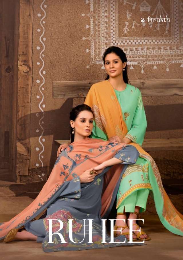 RUHEE BY S-NIRUKT 602 TO 696 SERIES COTTON PRINT HAND WORK DRESSES