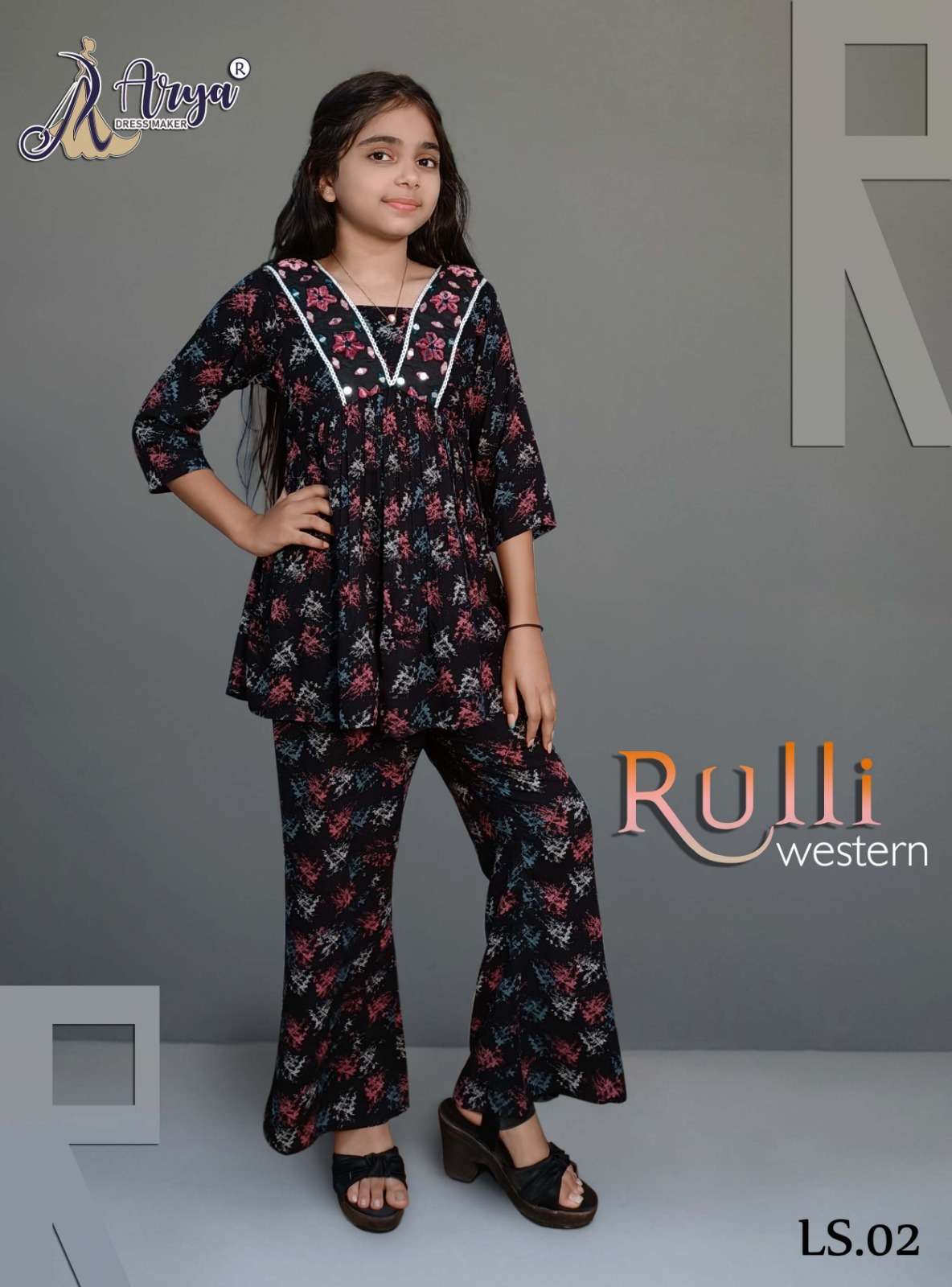 RULLI WESTERN BY ARYA DRESS MAKER 01 TO 06 SERIES WRINKLE COTTON WORK KIDS TUNICS