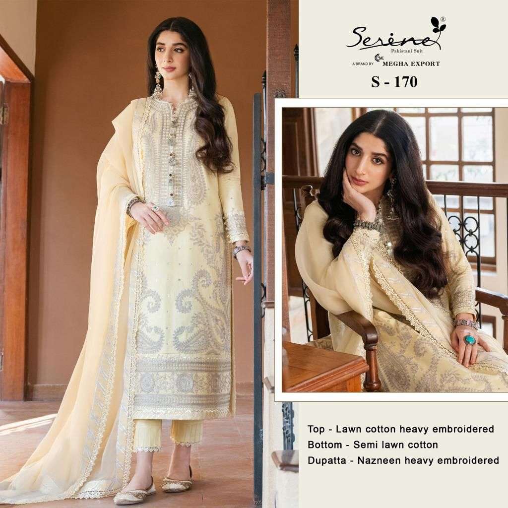 S-170 HIT DESIGN BY SERINE LAWN COTTON EMBROIDERY PAKISTANI DRESS