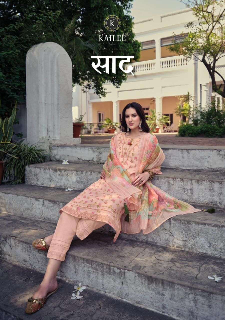 SAAD BY KAILEE FASHION 40801 TO 40806 SERIES PURE LINEN COTTON WORK STITCHED DRESSES