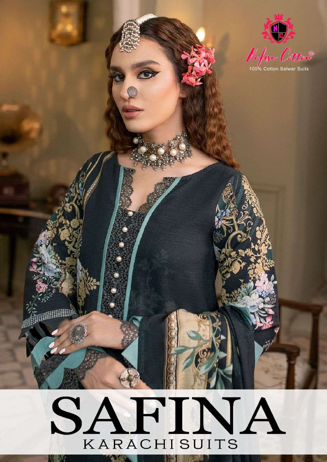 SAFINA KARACHI SUITS BY NAFISA COTTON 1001 TO 1006 SERIES COTTON PRINT PAKISTANI DRESSES