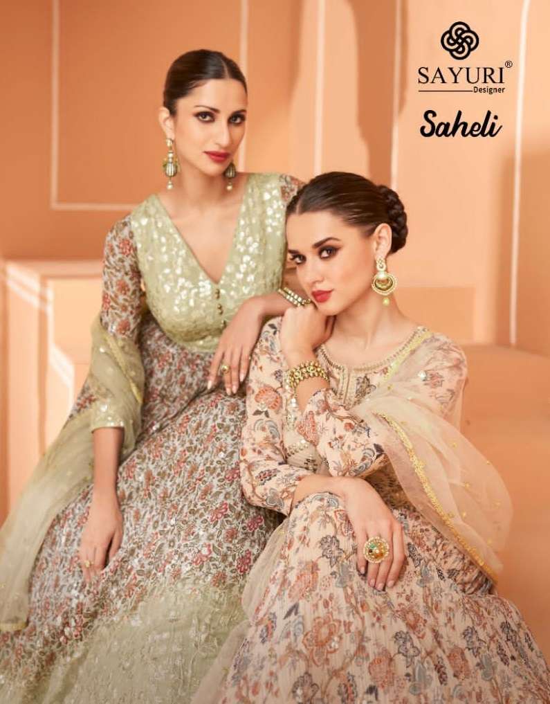 SAHELI BY SAYURI 5267 TO 5269 SERIES REAL GEORGETTE EMBROIDERY WORK GOWNS