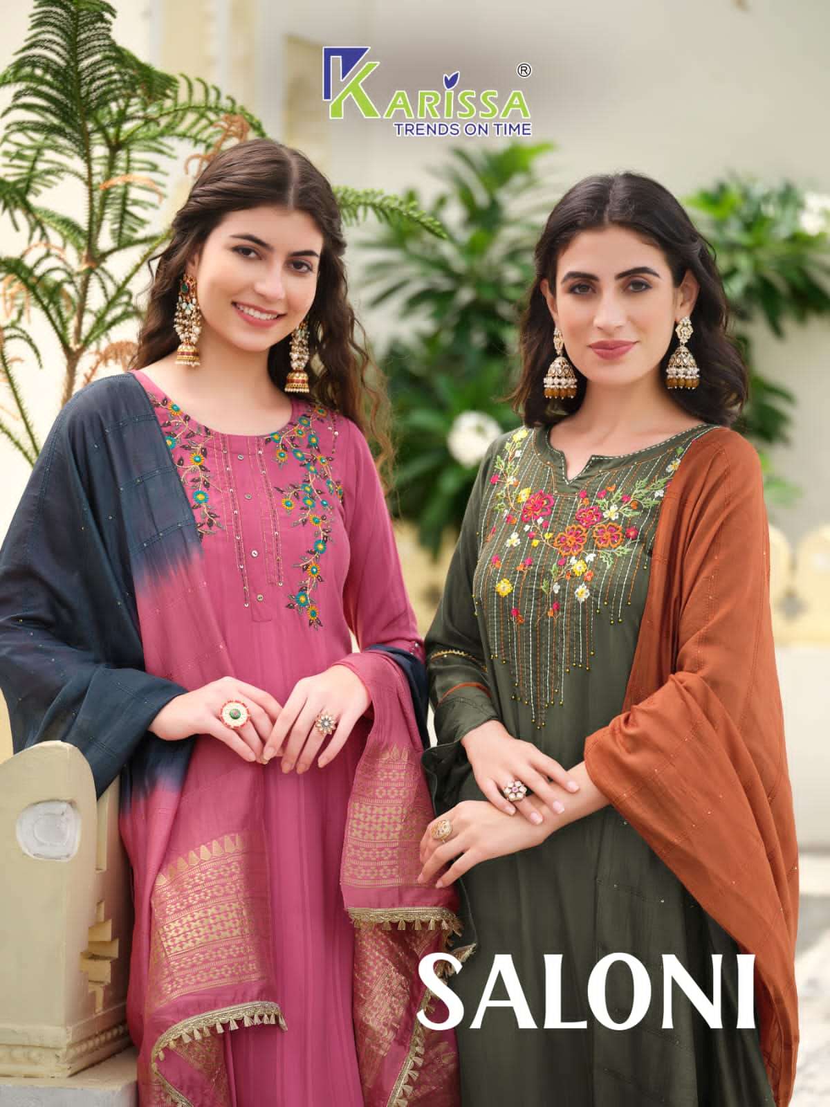 SALONI BY KARISSA 7001 TO 7006 SERIES RAYON EMBRODIERY WORK STITCHED DRESSES