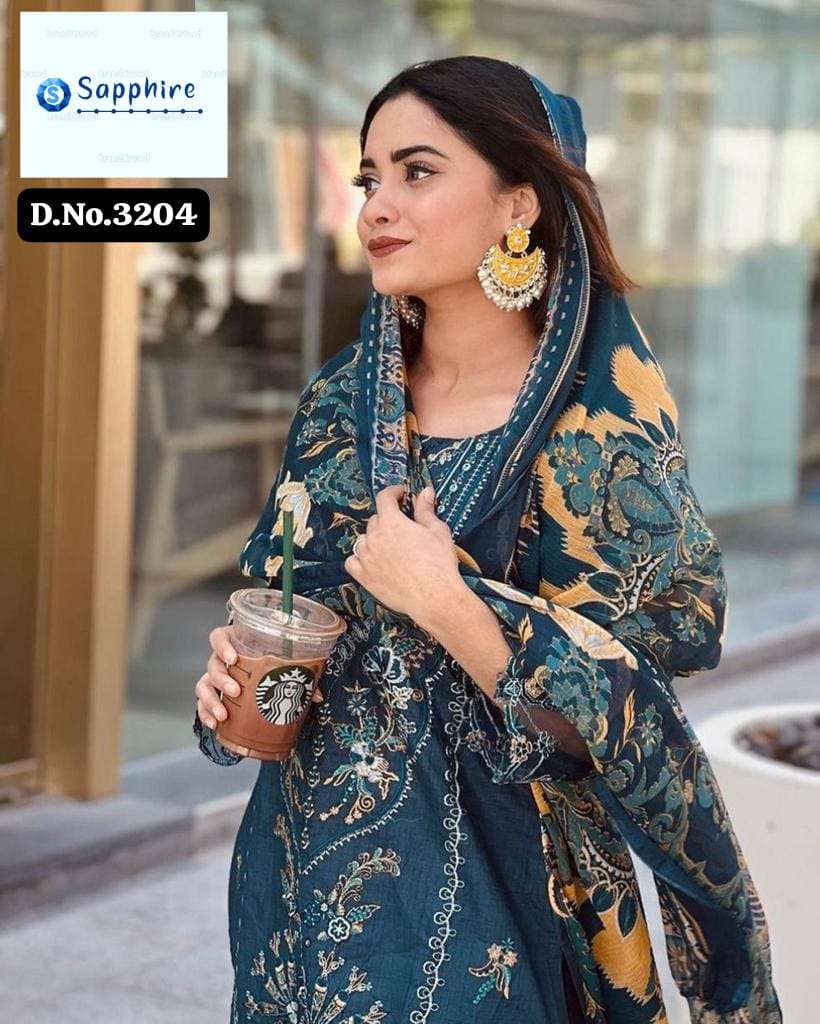 SAPPHIRE 3204 HIT DESIGN BY AQSAWHOLESALE RAYON EMBROIDERY PAKISTANI DRESS