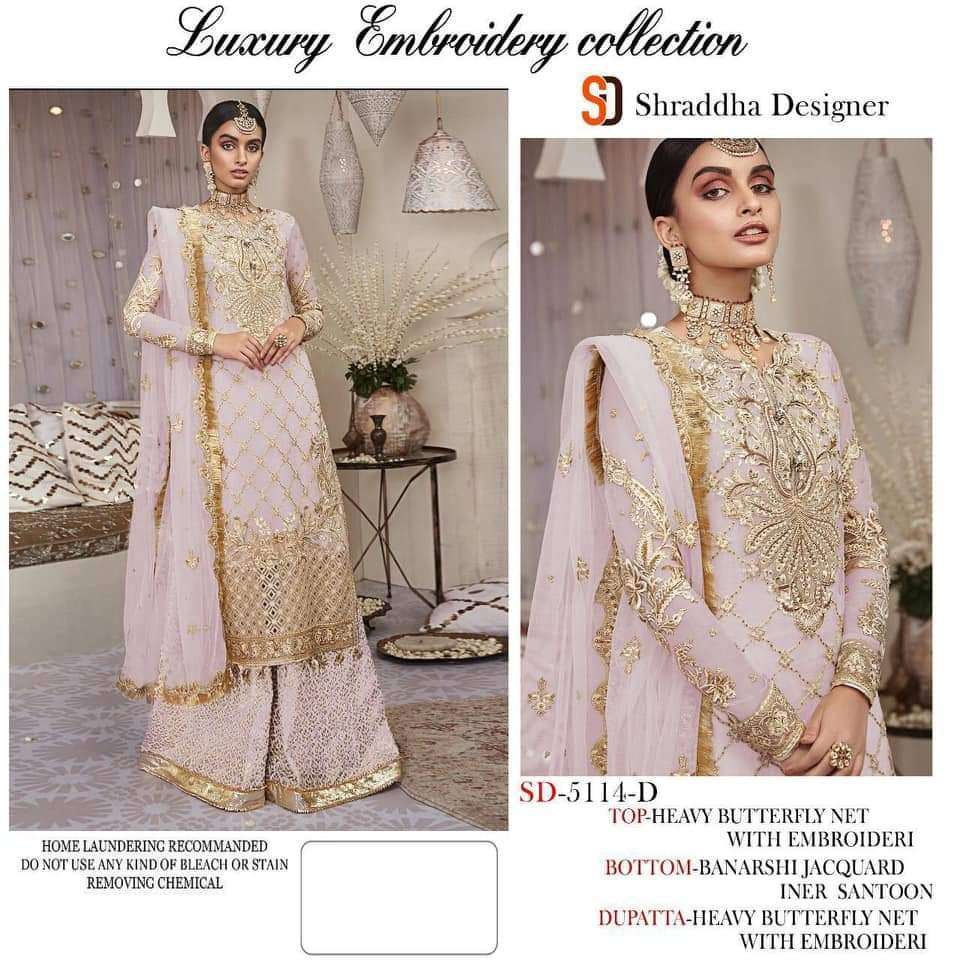 SD 5114 HIT DESIGN BY SHRADDHA DESIGNER BUTTERFLY NET EMBRODIERY PAKISTANI DRESS