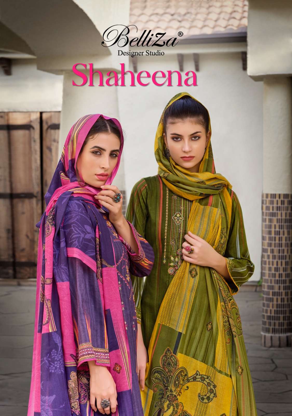 SHAHEENA BY BELLIZA 792-001 TO 792-010 SERIES COTTON PRINT EMBROIDERY WORK DRESSES