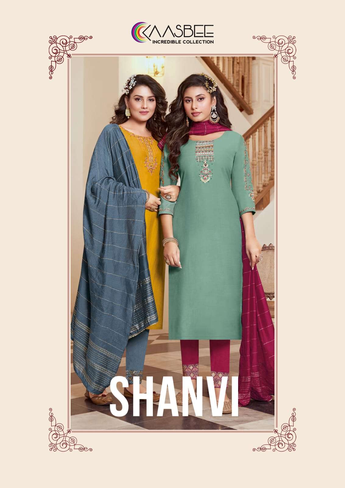 SHANVI BY KAASBEE 1001 TO 1006 SERIES CHINON COTTON SEQUENCE WORK STITCHED DRESSES