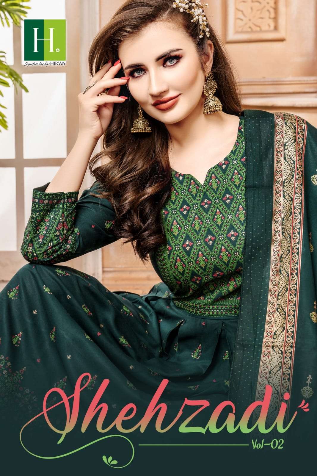 SHEHZADI VOL-2 BY H DOT 201 TO 208 SERIES RAYON FOIL PRINT GOWN AND DUPATTAS