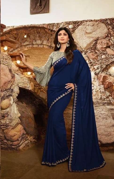 SHILPA 2573 COLOURS BY AQSAWHOLESALE FAUX GEORGETTE PRINT WORK SAREES