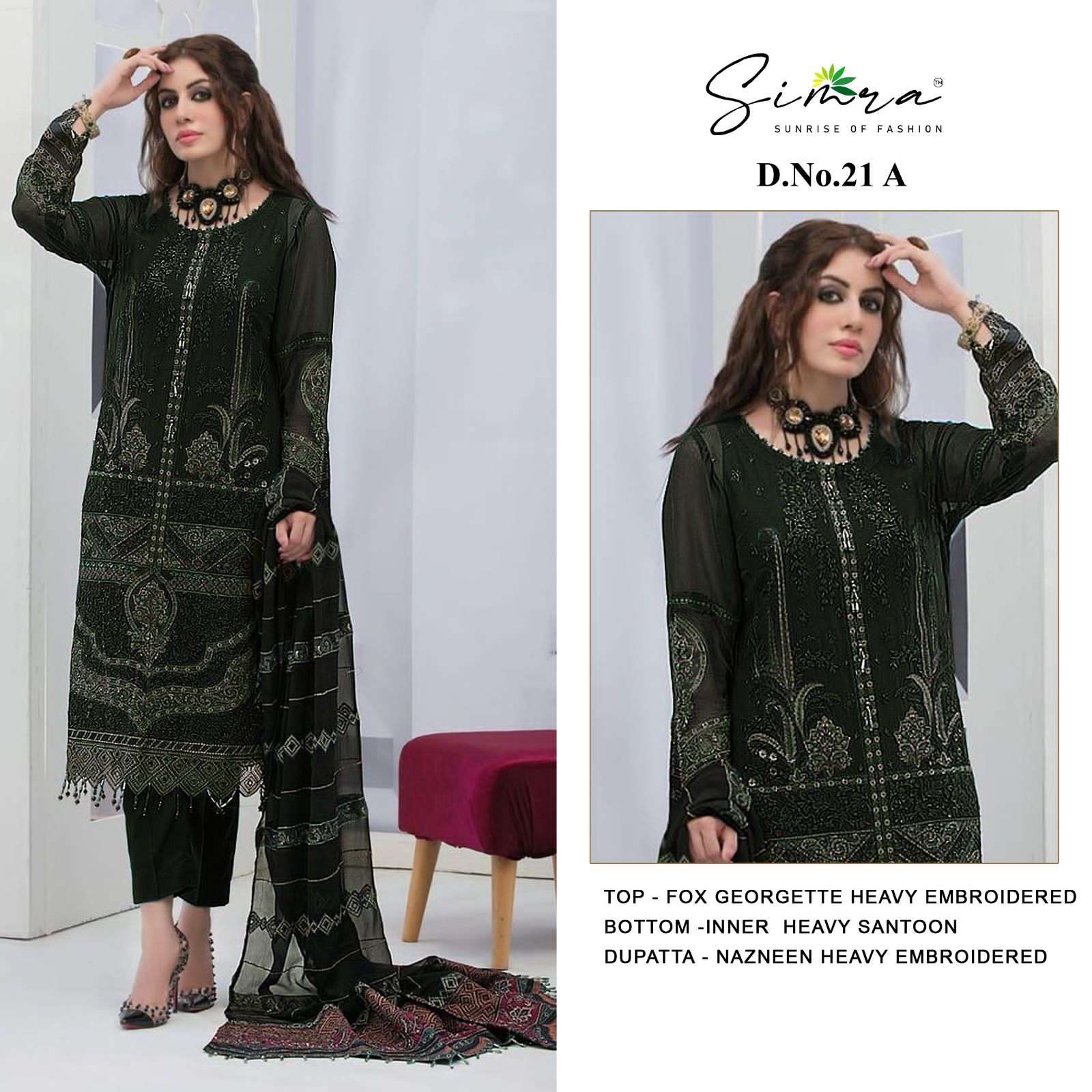 SIMRA 21 COLOURS BY SIMRA 21-A TO 21-D SERIES FAUX GEORGETTE WORK PAKISTANI DRESSES