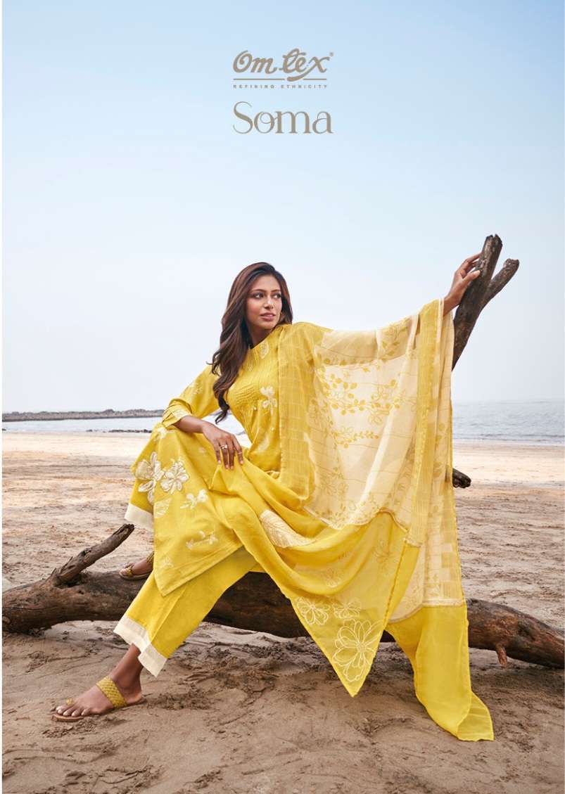 SOMA BY OMTEX 362 TO 366 SERIES LINEN COTTON PRINT WORK DRESSES