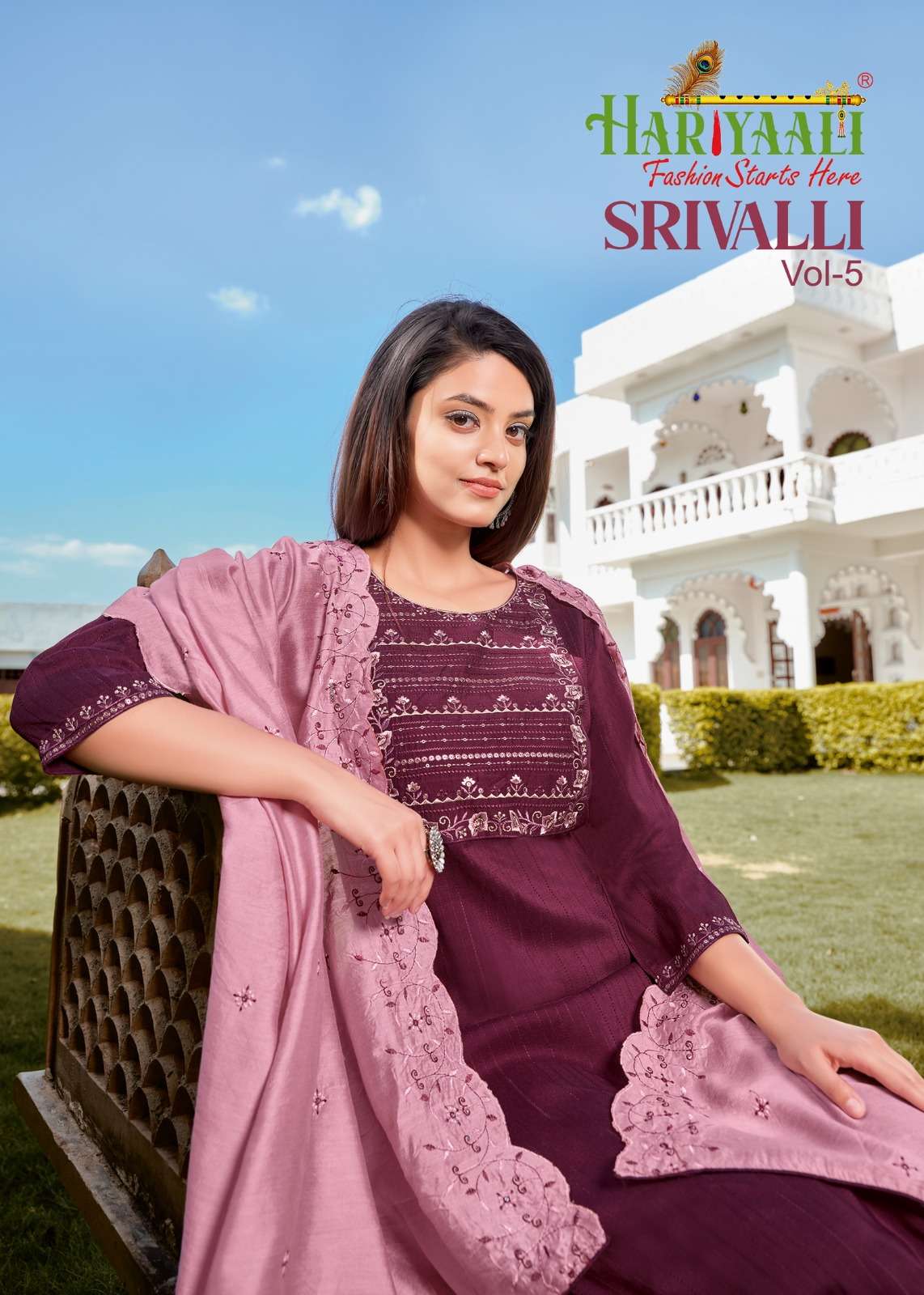 SRIVALLI VOL-5 BY HARIYAALI 5004 TO 5011 SERIES VISCOSE EMBROIDERY STITCHED DRESSES