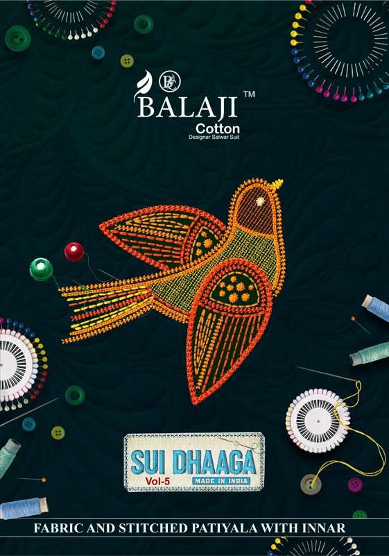 SUI DHAAGA VOL-5 BY BALAJI COTTON 5001 TO 5010 SERIES COTTON PRINT STITCHED DRESSES