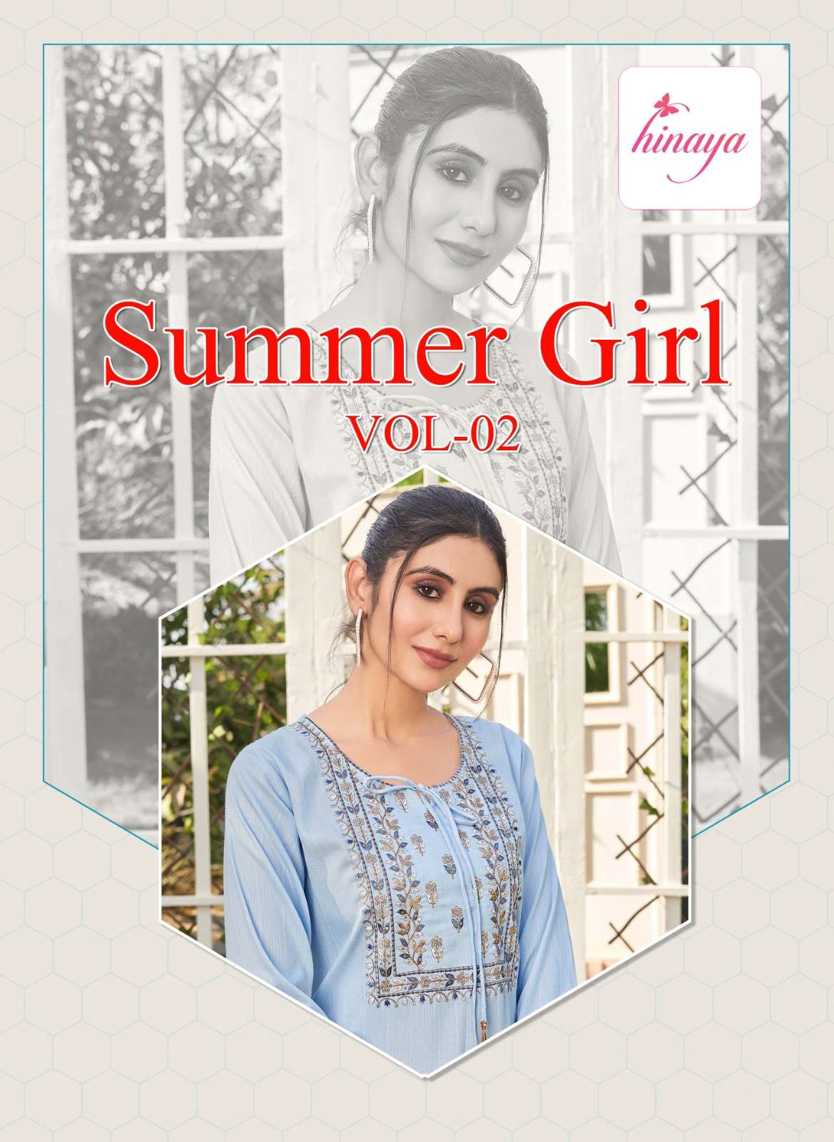 SUMMER GIRL VOL-2 BY HINAYA 2001 TO 2004 SERIES RAYON EMBROIDERY WORK KURTI & PANTS