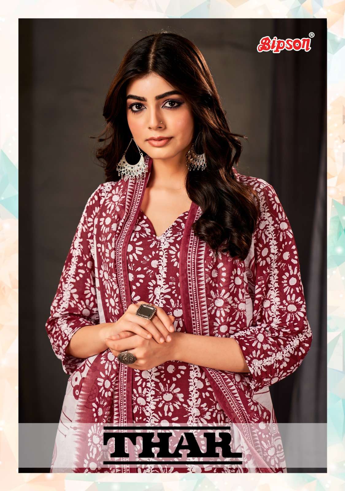 THAR 2182-A TO 2182-D SERIES BY BIPSON PURE COTTON EMBROIDERY WORK DRESSES